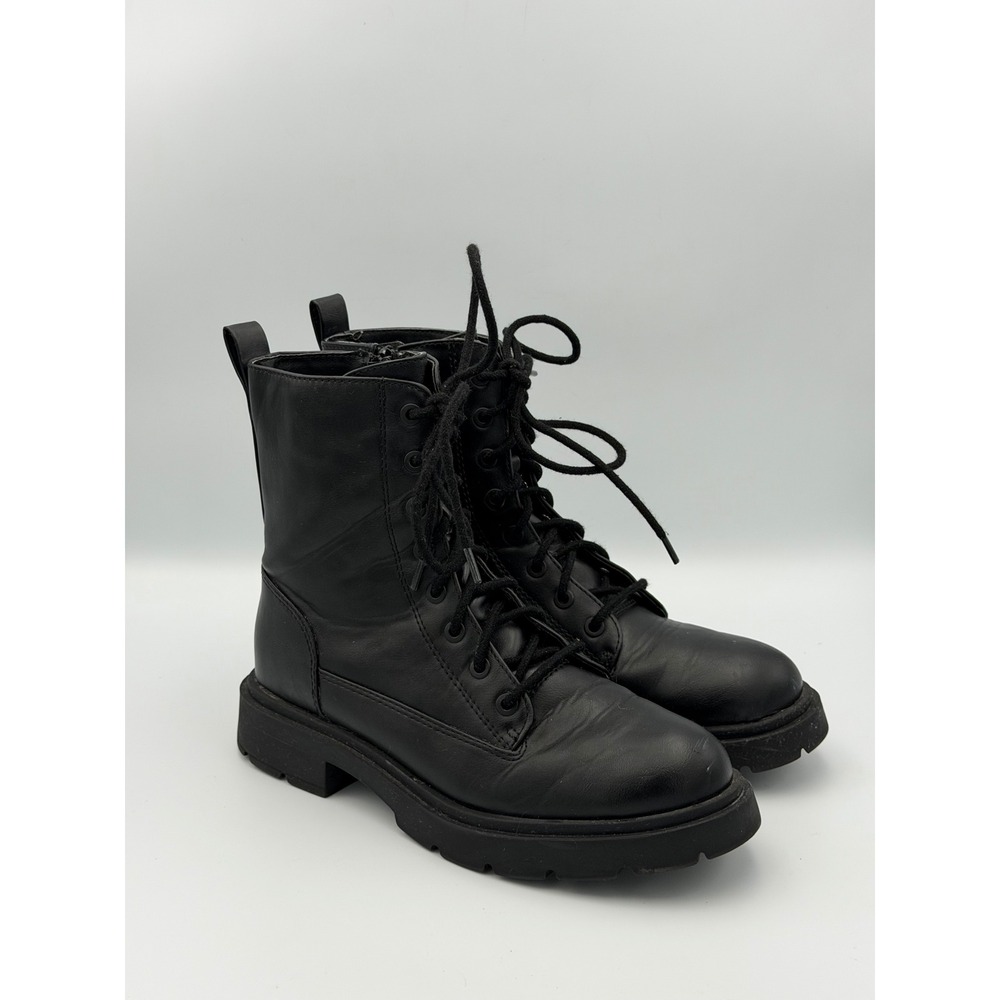 NOBO Black Combat Boots Women's 8 Lace Up Zip Lightweight Punk Goth Bratz-Core